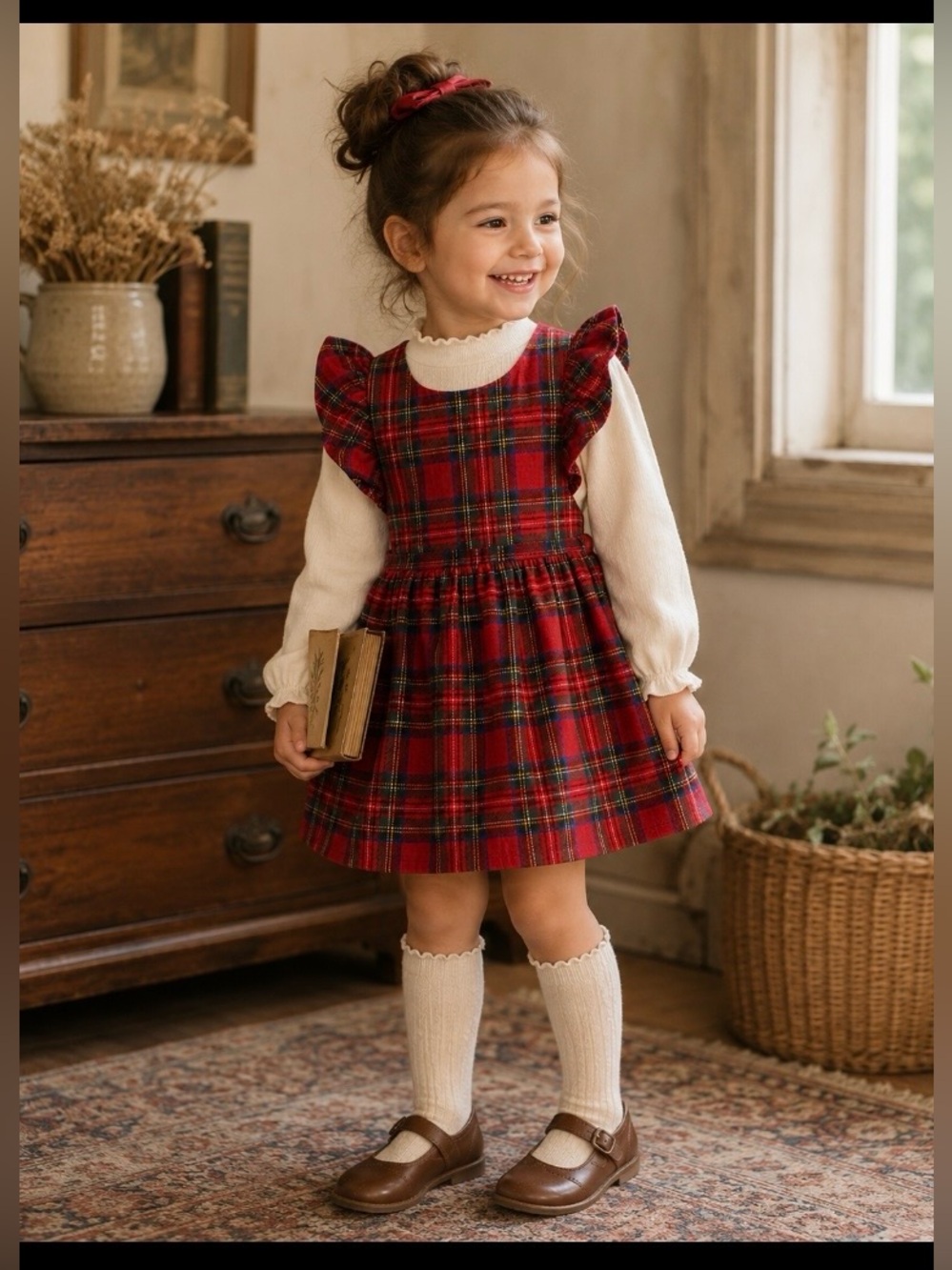 Vintage Celeste Red Tartan Wool Blend Dress Made in USA Holiday Plaid sz 6x
